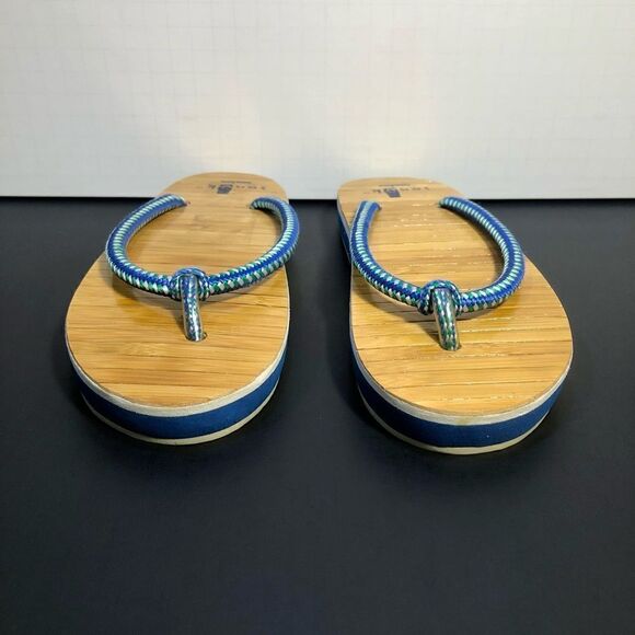 Womens SANUK for Neiman Marcus Wood Texture Flip Flop Sandals / Size 6 - Picture 3 of 9